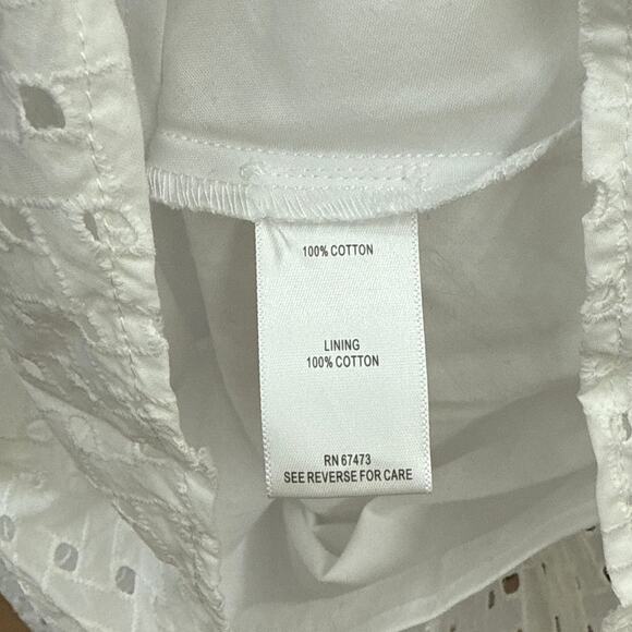 Taylor Puff Sleeve Embroidered Square Eyelet Midi Dress 12 Pullover Classic - Picture 7 of 10